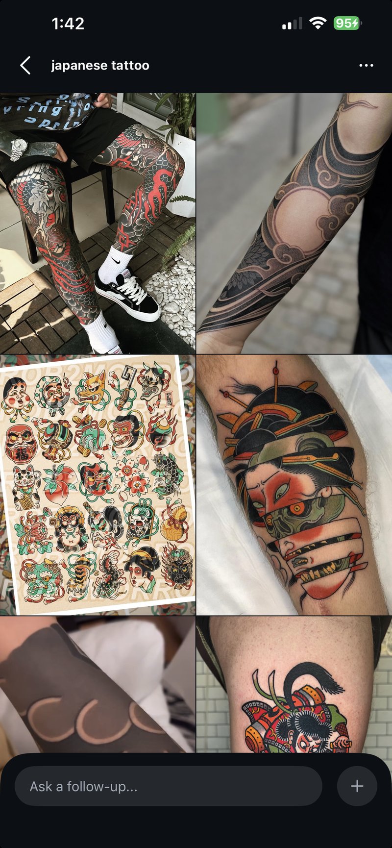 Instagram Explore feed showing tattoo content
